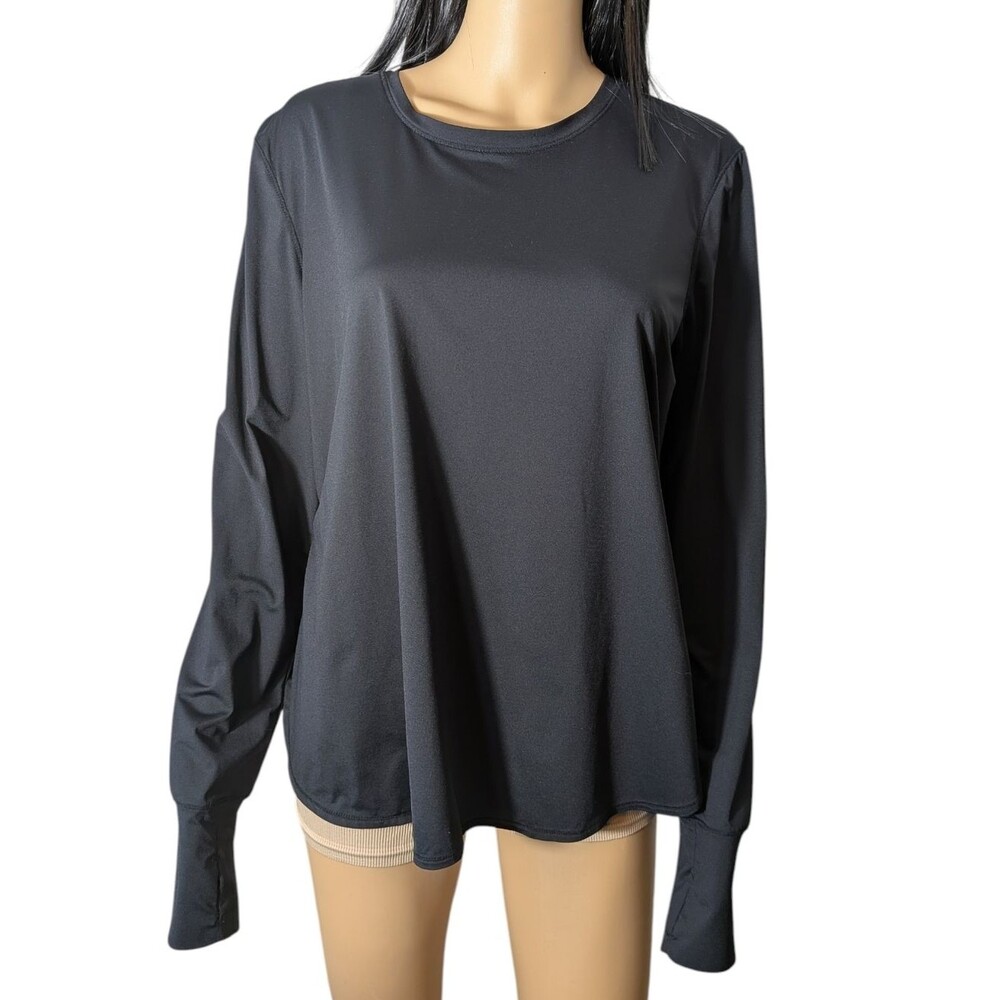 Athleta Black Long Sleeve Crew Neck Shirt Large